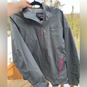 Patagonia Black Rain Jacket with Pink Zipper Details